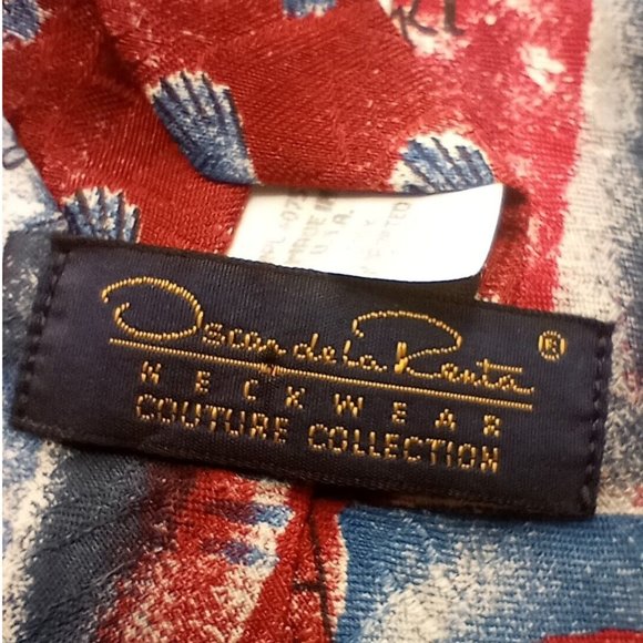 Oscar de la Renta Couture Collection Tie Summertime Acuarela Studio 100% Silk - Picture 4 of 7